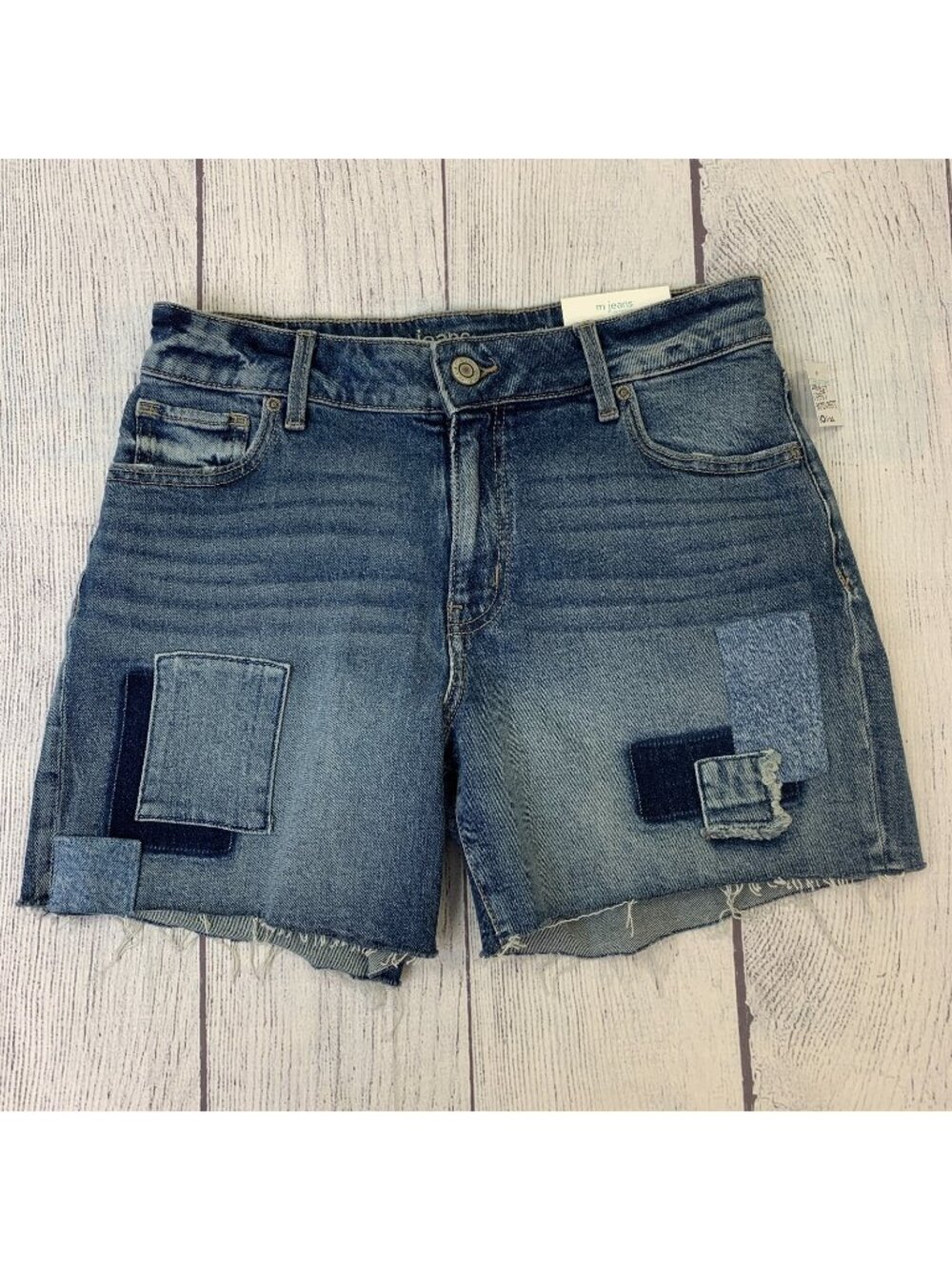 Maurices M Jeans sz 10 Shorts Mid Rise "5 Inseam Patchwork Stretch New NWT